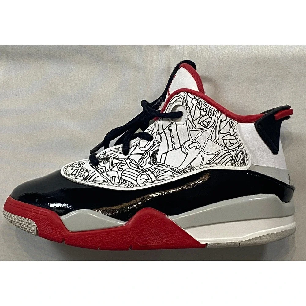 Jordan Dub Zero TD Toddler Sneakers White Black Red DV1358-160‎ Size 9C